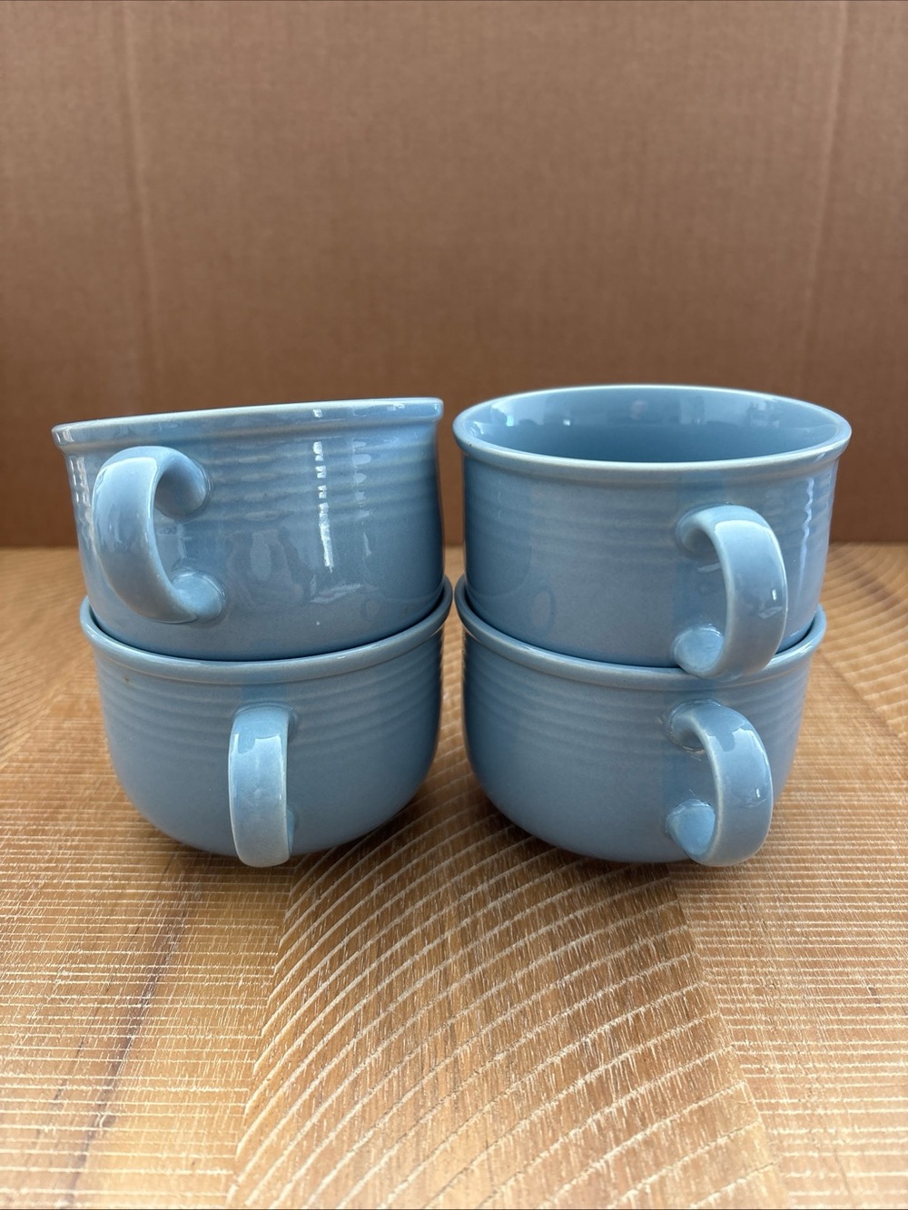 Set of 4 Color Connection Japan Aqua Coffee Cups Montgomery Ward Vintage